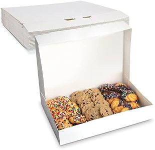 MT Products White Bakery Boxes No-Window - Size of 15" x 11.5" x 2.25" - (15 Pieces) Auto Pop-Up Donut Boxes - Perfect for Pies, Cupcakes, Muffins, and Cookies - Made in the USA