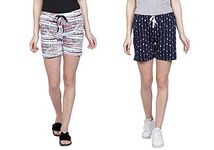 Club A9 Women's Regular Fit Cotton Printed Shorts (Multicolor,M) (Pack of 2) (WSCOM2_202_M)