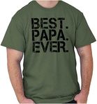 Best Papa Ever Worlds Greatest Dad Mens Graphic T Shirt Tees, Military Green, Large