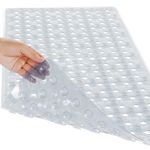 Yimobra Bathtub Shower Mat, Long Non Slip Bath Mats for Tub with Drain Hole and Suction Cups, Soft on Feet, Machine Washable, Easy Dry, 27.5 x 15.5 Inch, Clear
