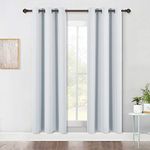 NICETOWN Room Darkening Window Curtain Panels, Easy-Care Solid Thermal Insulated Grommet Room Darkening Draperies/Drapes for Bedroom (2 Panels, 42 by 72, Platinum-Greyish White)