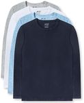 Brix Boys' Long Sleeve Tees - Shirts 4 Pack Cotton Crewneck Multipack Basic T-Shirts.