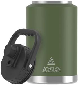 Arslo 1 Gallon Vacuum Insulated Jug,Double-Walled 18/8 Food-Grade Stainless Steel 128oz Water Bottle,Hot/Cold Thermos Military Green