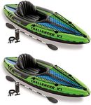 Intex Challenger K1 1 Person Durable Vinyl Streamline Sporty Kayak with Inflatable Seat and Backrest, Oar, Pump, Carrying Bag, and Repair Kit (2 Pack)