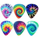 KEIAHUAN 6 Pack Guitar Picks Plectrums,Colorful Tie Dye Guitar Pick Classical Triangle 0.96mm Heavy Guitar Pick for Women Girls Beginner Guitar Palyers,Multi