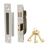 TSS High Security 5 Lever British Standard Mortice Sashlock with 3 Keys and Fixings, 3" (81mm) Polished Chrome, Insurance Approved for External Doors, British Standard BS3621:2007