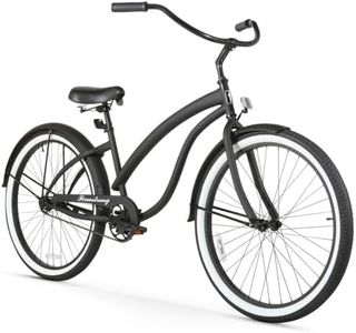 Firmstrong Bella Fashionista Women's Beach Cruiser Bicycle, Single Speed Bicycle, 26 Inch Wheels, Matte Black with Black Rims