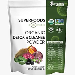 MRM - Organic Detox and Cleanse Powder, RAW Superfood, USDA Organic, Non-GMO, Gluten Free (Peach Mango, 120 G)