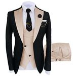 Mrjitor Men's Three Pieces One Button Suit Notch Lapel Business Groom Homecoming Tuxedo Light Khaki