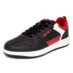 Nautica Men's Low-Top Fashion Sneakers - Lace-Up Trainers for Stylish Basketball Style and Comfortable Walking Shoes, Black Red-bence, 12