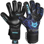 WVVOU Football Goalkeeper Gloves for Adults and Youth, High Performance Football Gloves with 5 Detachable Fingersave, Goalie Gloves with 4mm Sticky Latex Palm (Blue, 8)