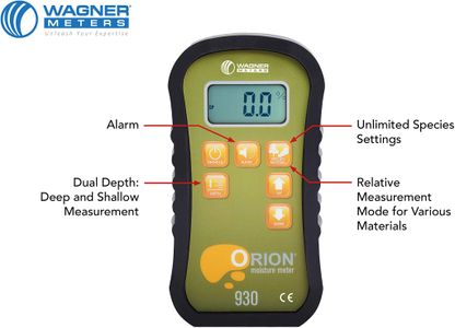 Wagner Orion 930 Wood Moisture Meter – Digital Pinless Sensor