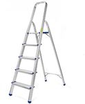 Aluminum 5 Step Ladder, Folding Step Ladder Anti-Slip with Rubber Feet, Lightweight Multi Purpose Portable Home Ladder