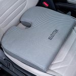 WELLGIVER Memory Foam Orthopedic Car Seat Cushion 17x15x3 Inch Grey Mesh Cover, U-Cut Out Wedge for Long & Comfortable Drive