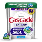 Cascade Platinum Dishwasher Detergent Pods, Dish Detergent Soap, Fresh Scent, 83 Count