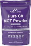 Pure C8 MCT Powder | 500g Pouch | 4X Ketone Boost vs Other MCT Oils | Zero Carbs | Mixes Easily | Keto Coffee Creamer | Vegan Safe Gluten Free | Zero Artificial Ingredients | Unflavoured | Ketosource®