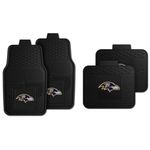 Fanmats Baltimore Ravens Set of 4 Car Mats for Cars, SUV, Pickups - All Weather Technology Protection, Deep Reservoir Design, Universal Fit - 3D NFL Team Logo - 29” x 17” Front - 14”x 17” Rear Mat