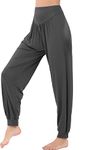 HOEREV� Super Soft Modal Spandex Harem Yoga/ Pilates Pants (Darkgray) (Large)