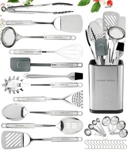 Home Hero 32 Pcs Stainless Steel Kitchen Utensils Set - Nonstick Stainless Steel Cooking Utensils Set - Heat Resistant Kitchen Essentials & Metal Kitchen Gadgets (32 Pcs)