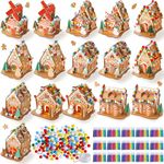 Yunsailing 16 Set Christmas Gingerbread House Kit Gingerbread House Kit Includes 400 Felt Balls, 16 Pcs Watercolor Markers and 6 Rolls Tape for Xmas Holiday Crafts