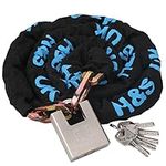 H&S Heavy Duty Bike Padlock and Chain for Ultimate Protection - Anti-Theft 10mm x 1.2m Security Chain for Mountain Bike & Road Bike - Security Chain and Lock with Keys