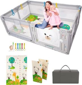 PARVULI Parc Bebe 120x180 cm - Enclos pour Bébé avec 6 Poignées et Tapis de Jeu Rembourré - Parc pour Bebe Pliable pour la Maison avec Maille Respirante et Barrières Protégées