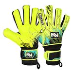 CONNECT Goalkeeper Gloves Premium Grip, Goalkeeper Gloves Kids, Youth & Adult, Football gloves with Finger Support, goalie gloves, Goalkeeping gloves Size 4/5/6/7/8/9/10 (Flourcent Yellow, 4)