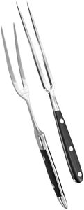 2 Pcs Carving Fork for Meat - Stainless Steel Meat Fork with Heat-Resistant Handle for Grilling, Cooking, Serving - Easy to Clean Straight and Curved Carving Utensils with Classic Two-Prong BBQ Design