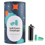 𝟮𝟬𝟮4 𝗡𝗲𝘄 𝗖𝘂𝘀𝘁𝗼𝗺 𝗙𝗶𝘁 𝗘𝗮𝗿 𝗣𝗹𝘂𝗴𝘀,Super Soft Foam Ear Plugs with Aluminum Carry Case,60 Pairs 38DB Highest SNR Reusable Foam Earplug,One Size Fits All - Perfect for Sleeping,Traveling,Snoring, Loud Noise