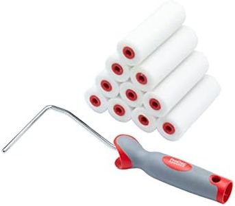 ProDec Lot de 11 articles, 10 mini-rouleaux en mousse haute densité et monture, finition lisse avec peinture brillante/satinée sur plinthe, rebord de fenêtre, porte à panneaux, placards, métal et plus