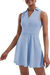 Tennis Dress for Women,Golf Dresses with Built in Shorts with 4 Pockets for Sleeveless Athletis Dress (AU, Alpha, X-Large, Regular, Regular, Light Blue)