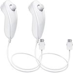 wii nunchuk Controller, 2 Packs Ersatz für Nunchuck Controller für Nintendo Wii und Wii U Console-White