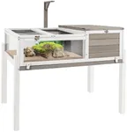 Ketive Tortoise Habitat Large Wooden Tortoise Enclosure Habitat with No-Leaking Tray Indoor & Outdoor, Reptile Cage for Small Animals TOR03-Grey