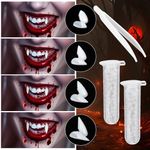 GEEHUA Vampire Fangs, 8 Pairs Halloween Vampire Teeth Scary Fake Teeth Fang with Teeth Glue Zombie Cosplay Costume Halloween Party Makeup Props Masquerade Decorations for Women Men, 4 Sizes