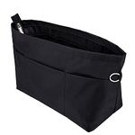 Time Wing Handbag Tote Purse Organizer Insert Bag Liner Shaper Pocketbook Divider Zipper 11 Pockets Compartments Medium Black