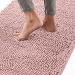 Gorilla Grip Bath Mat, Thick Soft Absorbent Chenille Bathroom Mats, Rubber Backing Bathmat, Quick Dry Rug, Machine Washable Rugs for Shower Tub Floor, Bathroom Accessories Decor, 61x43 cm, Dusty Rose