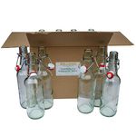 BALLIIHOO Pack Of 12 x 500ml Clear Glass Beer Bottles With Ceramic Swing Top Stoppers