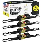 DC Cargo Auto Retract Ratchet Straps - 4 Pack 2" x 6' - Retractable SELF-CONTAINED Compact Cargo Strap Tiedowns for Motorcycles, ATVs, Bikes, Boats: Tight & Secure Pickup Trailer Tie Down