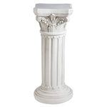 Design Toscano KY60748 Athena Corinthian Furniture Pedestal Column Plant Stand, Polyresin, Antique Stone, 85 cm,Off-white