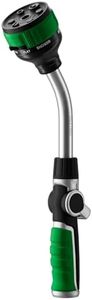 RESTMO 2-in-1 Watering Wand, Heavy Duty Metal Garden Hose Wand with 9 Spray Patterns, Multi-Function Hose Nozzle Sprayer with Thumb Flow Control, Ideal to Water Hanging Baskets and Shrubs, Green