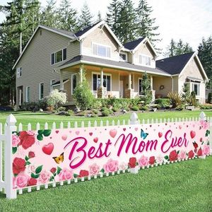 KatchOn, XtraLarge Best Mom Ever Banner - 120x20 Inch | Happy Mothers Day Banner for Mothers Day Decorations for Party | Mothers Day Backdrop for Mothers Day Yard Decorations | Mothers Day Yard Signs