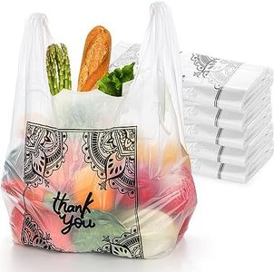 WUWEOT 500 Count Thank You T Shirt Bags, Plastic Grocery Bags, 15 Mic Supermarket Size Carry-Out Bags with Handle for Retail Store, Supermarket, Restaurant, Takeout