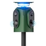 Solar Powered Ultrasonic Animal Repellent Outdoor, 360° PIR Motion Sensor Deterrent with Flashing Light, IP65 Waterproof, Repels Deer, Raccoon, Squirrel, Rabbit, Skunk for Yard, Garden, Orchard, 18kHz