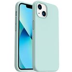 ORNARTO Shockproof Liquid Silicone Designed for iPhone 13 Case Gel Rubber Full Protection Anti-Shock Cover Case Drop Protection 6.1inch-Mint Green