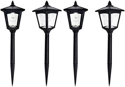 SOLARBASICS Solar Pathway Light, Outdoor Landscape Solar Lamps, Warm White 50 Lumen LED Bulb, Black Finish, 4-Pack SBG4M14C0