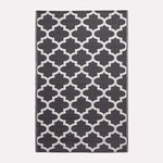 HOMESCAPES Luxury Extra Large Outdoor Rugs for Garden Patio Waterproof 100% Recycled Plastic Mat Carpet 150 x 240cm Reversible White & Black Geometric Rug Nola, Indoor/Outside & Portable, Seamless