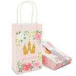 24-Pack Pink Princess Castle Paper Birthday Party Gift Bags with Handles, 23 x 13.5 x 8.3 cm