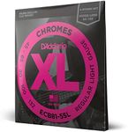 D'Addario XL Chromes Flat Wound Bass Guitar Strings - ECB81-5SL - 5 String - Super Long Scale - Regular Light, 45-132