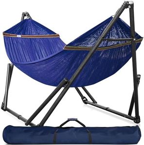 Tranquillo Double Hammock with Stand Included for 2 Persons/Foldable Hammock Stand 600 lbs Capacity Portable Case - Inhouse, Outdoor, Camping, Blue