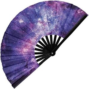 GloFX Folding Fan - Galaxy - Large Rave Clack Folding Hand Fan for Men/Women - for EDM, Music Festival, Club, Event, Party, Dance, Performance, Decoration, Gift